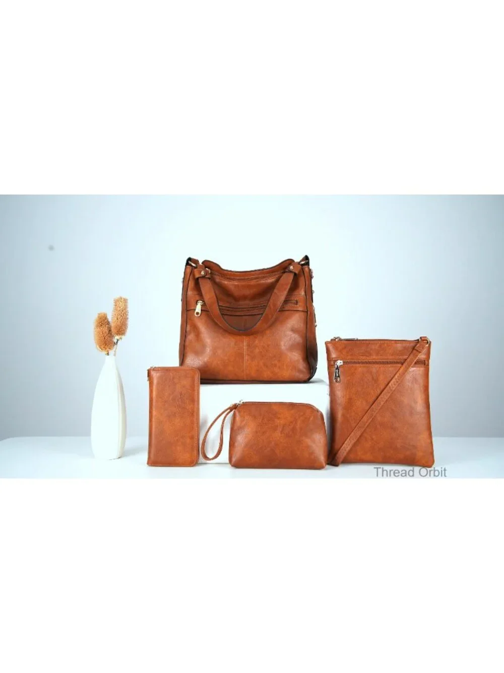 4PCS Handbag and Wallet Set Large Hobo Vegan Leather Crossbody Shoulder